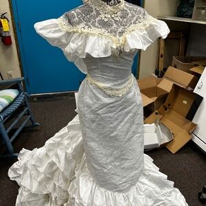 Fitted Wedding Dress with Ruffled Train